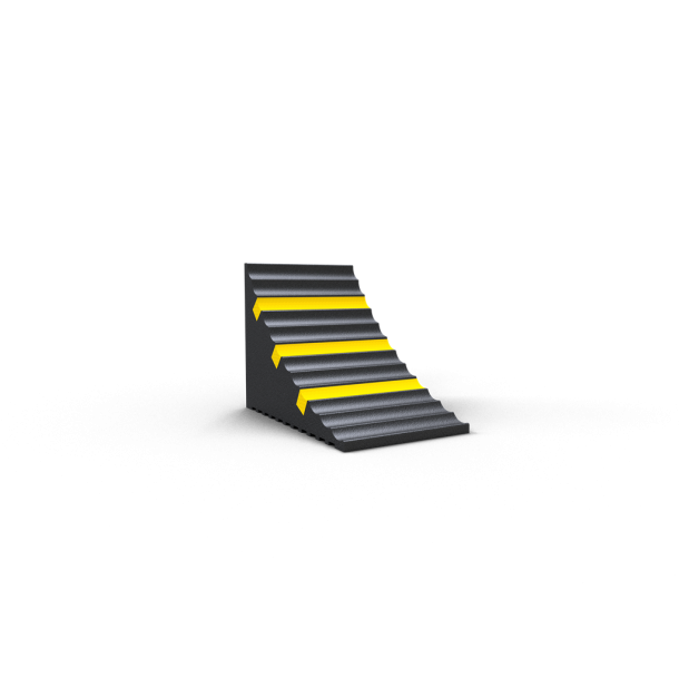 Wheel chock | black with three yellow stripesdimensions: 285 x 155 x 185 mm